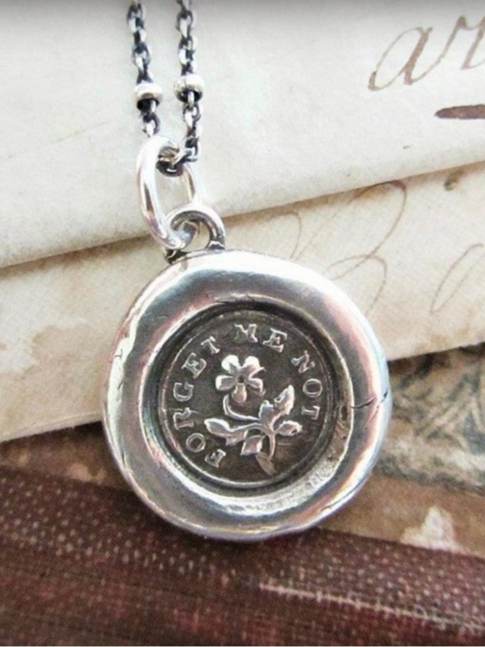 'Forget Me Not' Sterling Pendant Necklace - Silver Floral Charm